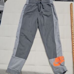 Nike Kids Two-Tone Gray Joggers with Orange Logo